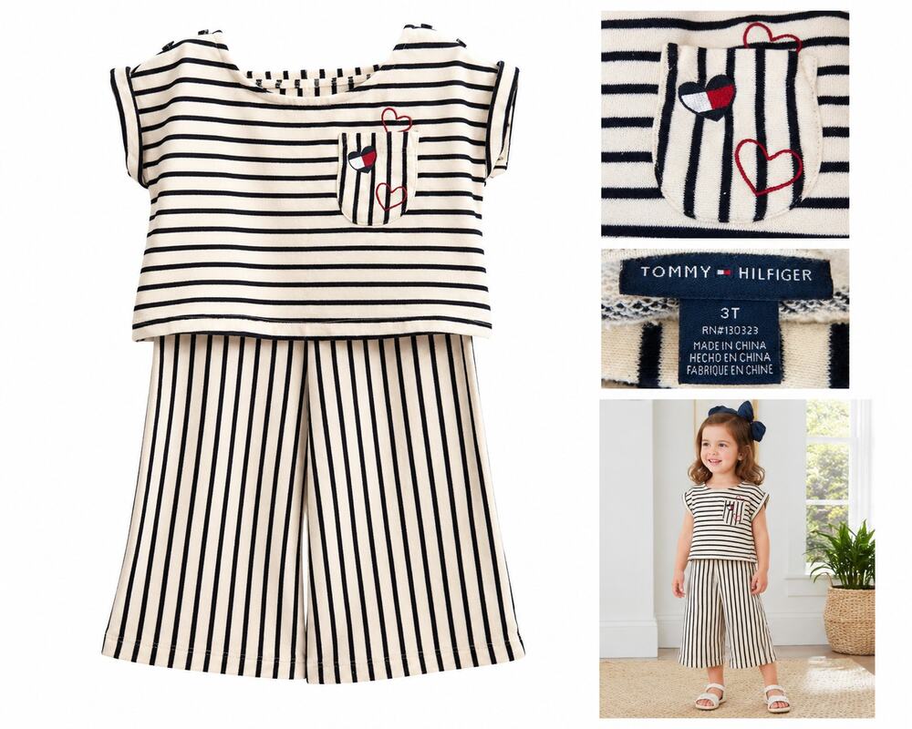 Tommy Hilfiger Toddler 2-Piece Striped Outfit Set Size 3T